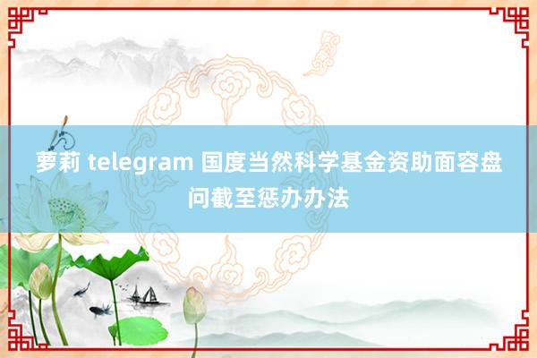 萝莉 telegram 国度当然科学基金资助面容盘问截至惩办办法