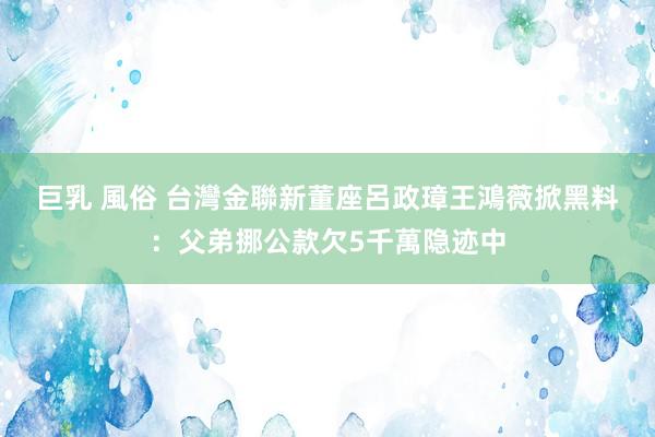 巨乳 風俗 台灣金聯新董座呂政璋　王鴻薇掀黑料：父弟挪公款欠5千萬隐迹中