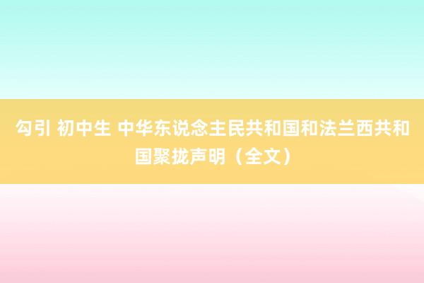 勾引 初中生 中华东说念主民共和国和法兰西共和国聚拢声明（全文）